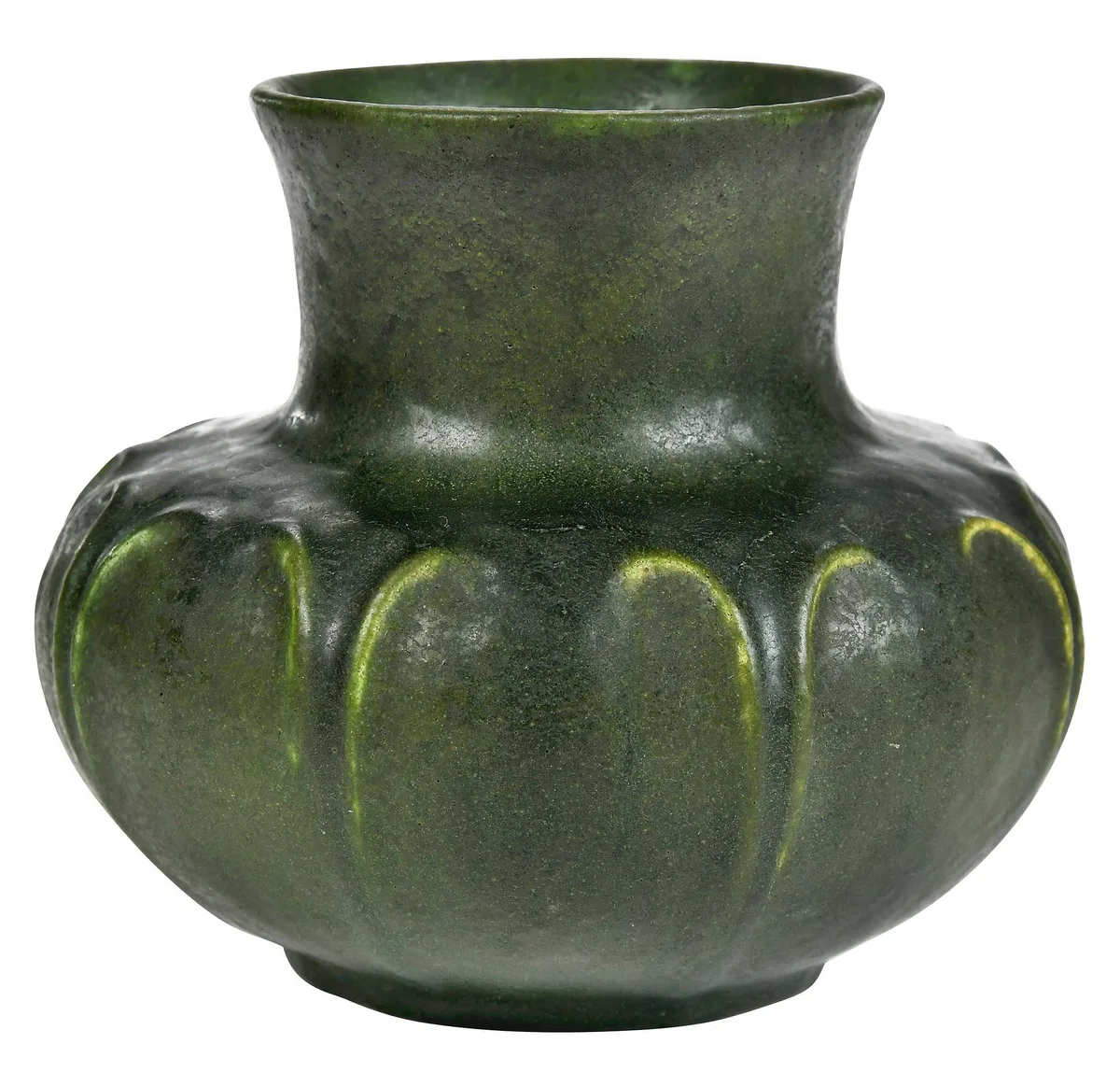 Pottery Vase by Grueby, dark green glaze, sold Oct 2024