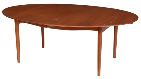 Finn Juhl, "Judas" Silvered Metal Inlaid Teak Dining Table