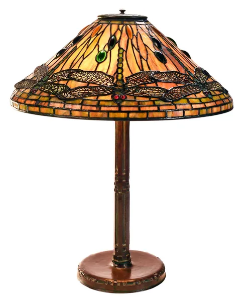 Tiffany Studios, Dragonfly Lamp, leaded glass shade with dragonfly motifs