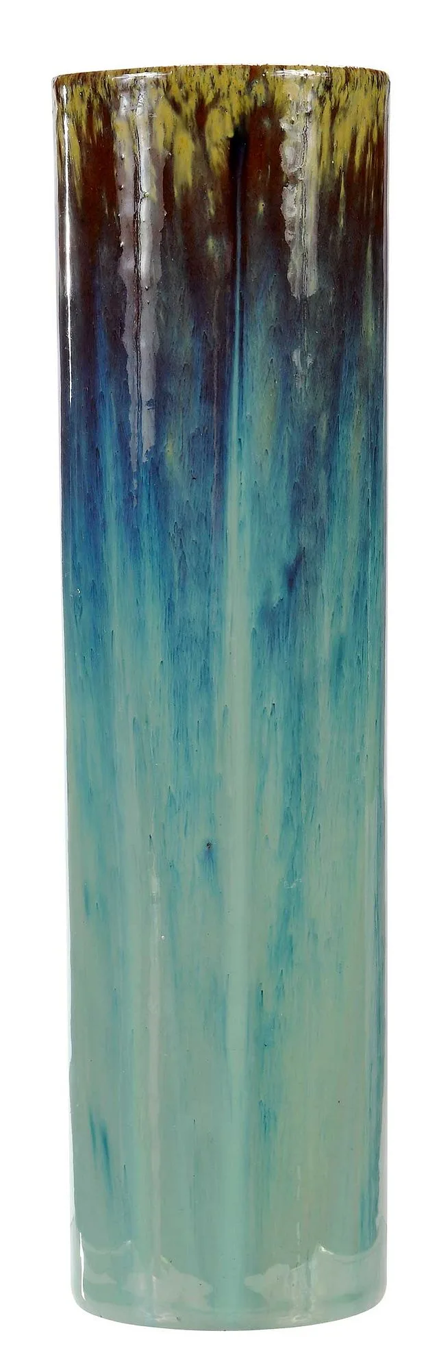 Pottery Vase by Fulper, green and yellow glaze, sold May 2023