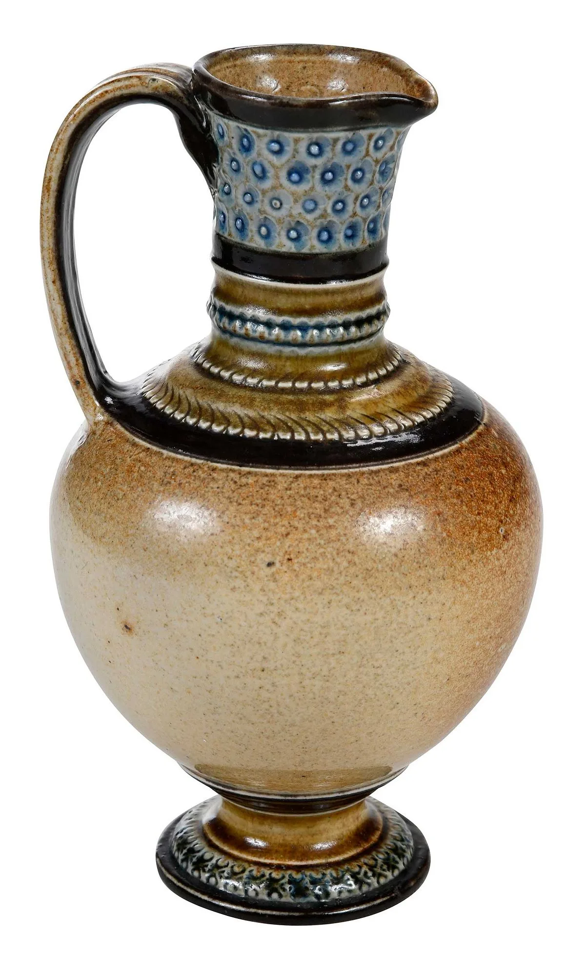 Stoneware Pitcher by Martin Brothers, salt glazed stoneware ewer form, sold Mar 2023