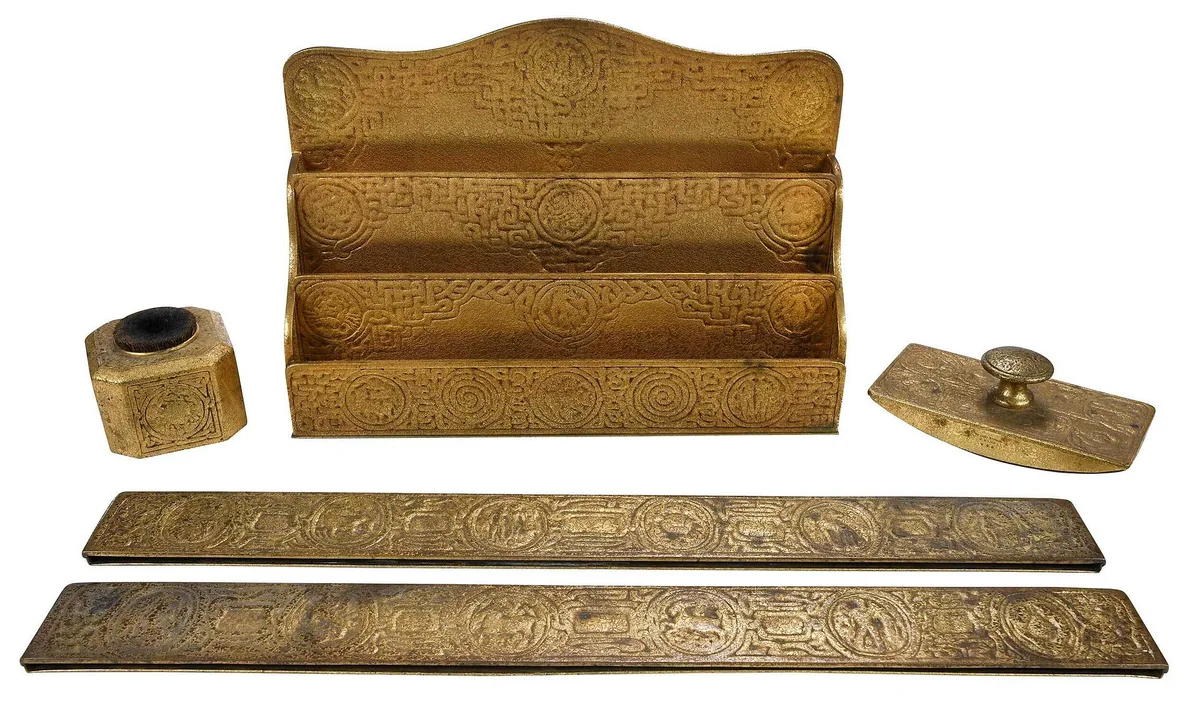 Bronze Zodiac Desk Set by Tiffany Studios, sold Feb 2023