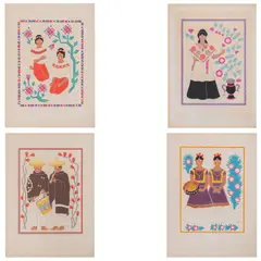 Tzetzales - Estado de Chiapas, Otomí de la Sierra - Estado de Puebla, Músicos - Estado de Tlaxcala y Tehuanas - Estado de Oaxaca, de la carpeta, Trajes regionales mexicanos, 19 by Carlos Mérida, Serigrafías sin número de tiraje, offered Feb 2026