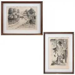 El paisaje maya y Mujeres mayas / Cocina maya by Francisco Dosamantes, Litografías A) sin número de tiraje B) 12 / 25, offered Feb 2026
