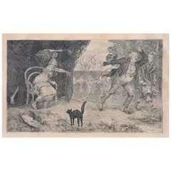 Julio Ruelas, La muerte llegó de improvisto, 1906, Grabado a la punta seca sin número de tiraje