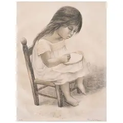 Fanny Rabel, Niña bordando, Litografía 28 / 60