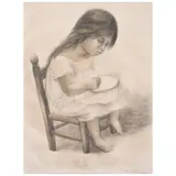 Fanny Rabel, Niña bordando, Litografía 28 / 60
