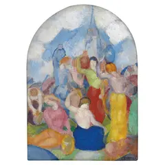 Porteuses de cruche & étude baigneuse by Ángel Zárraga, Mixta sobre cartón, sold Jan 2026