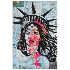 Denis Ouch, Liberty Wonderwoman, 2024, Serigrafía y aerosol sobre papel