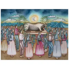 Felipe Morales Lopez, La Consagración de Los Toros, Acuarela y tinta sobre papel
