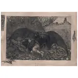 Julio Ruelas, El reposo del trovador, ca. 1960, Grabado al aguafuerte sin número de tiraje
