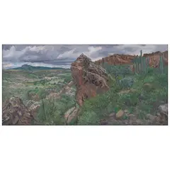 Nicolás Moreno, Peñasco y cañada, 1986, Óleo sobre tela sobre madera
