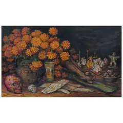 Desiderio Hernández Xochitiotzin, Ofrenda, 1989, Óleo sobre fibracel
