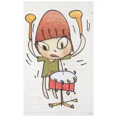 Banging the Drum by Yoshitomo Nara, 2020, Litografía offset sin número de tiraje, sold Dec 2025