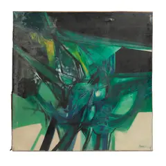 Juan Chamizo, Abstracto verde, Óleo sobre tela