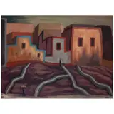 José Chávez Morado, Casas y caminos, Óleo sobre masonite