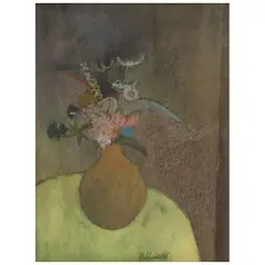 Joy Laville, Florero, Pastel sobre papel