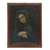 Virgen Dolorosa, MÉXICO, FINALES DEL SIGLO XIX, Óleo sobre tela, marco de marquetería