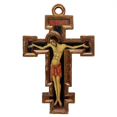 Cristo Crucificado, SIGLO XX, Óleo sobre madera, decoración policromada y detallado al oro