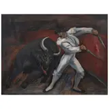 José Reyes Meza, Suerte de banderilla, Óleo sobre tela