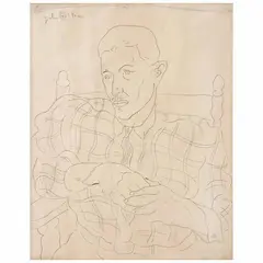 Julio Castellanos, Personaje sentado, 1935, Tinta sobre papel