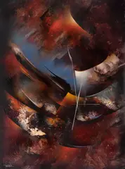Leonardo Nierman, Viento de otoño, Mixta sobre masonite