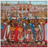 Desiderio Hernández Xochitiotzin, Mercado Prehispánico de Ocotelulco, 1991, Acrílico sobre tela