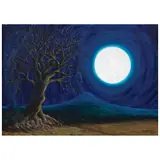Desiderio Hernández Xochitiotzin, El árbol y la luna, Óleo sobre tela