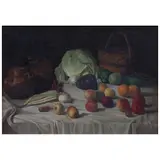 Gustavo Montoya, Bodegón de frutas y verduras, Óleo sobre tela