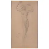 Ángel Zárraga, Étude pour la naissance de Vénus, Paravent de l'amour, Lápiz de grafito sobre cartoncillo
