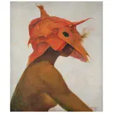 Guillermo Meza Álvarez, Máscara ardiente, 1983, Óleo sobre tela