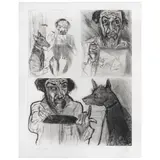 Francisco Toledo, Autorretrato con perro, Grabado en tres placas al aguafuerte y aguatinta 11 / 15
