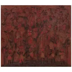 Sergio Hernández, Mercado de insectos, 2003, Óleo y arena sobre tela