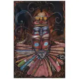 Alejandro Colunga, Máscara ritual fantástica, Acrílico, pastel y tinta sobre papel