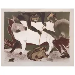 Midiendo el cerdo by Francisco Toledo, Litografía XXVII / LXXV, sold Aug 2025
