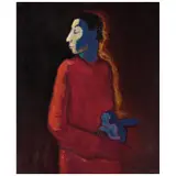 Mimo con máscara by Alfredo Alcalde García, Óleo sobre tela, offered Aug 2025