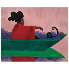 Diego Alcalde, Descanso atardecer, Óleo sobre tela