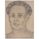 Aurora Reyes Flores, Autorretrato, Lápiz de grafito sobre papel