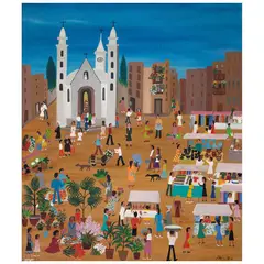 Montserrat Aleix, Domingo de plaza, Óleo sobre tela