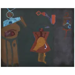 Francisco Toledo, Dos personajes, Óleo sobre tela