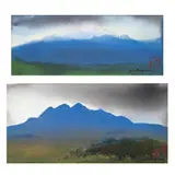 Luis Nishizawa, a) Iztaccíhuatl, Tinta sumi-e sobre papel sobre madera