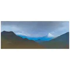 Luis Nishizawa, La tarde, Acuarela y tinta sumi-e sobre papel sobre madera