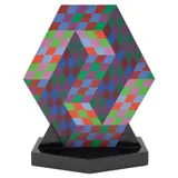 Victor Vasarely, Gestalt MC, Escultura de madera policromada en base de madera