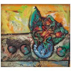 Manel Pujol Baladas, Untitled, Acrílico, tela y papel periódico sobre cartoncillo
