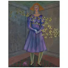 Mujer con pájaros by Rodolfo Morales, Óleo sobre tela, offered May 2025