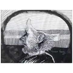 Francisco Corzas, Profile of a man, Tinta sobre papel