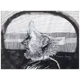 Francisco Corzas, Profile of a man, Tinta sobre papel