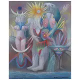 Diego Guzmán, La isla de las estatuas (Homenaje a Alejandro Xul - Solar), Óleo sobre tela