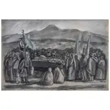 José Chávez Morado, Entierro, Carboncillo sobre papel