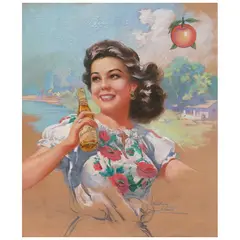 Eduardo Cataño, Mujer con Manzanita Balseca, Pastel y collage sobre papel